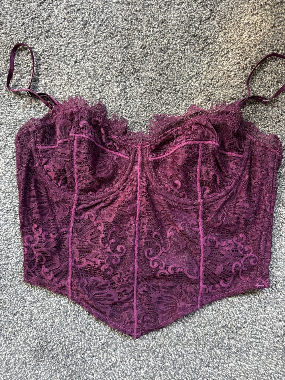 Free People Midnight Mantra Lace Bustier corset in Wine; Small